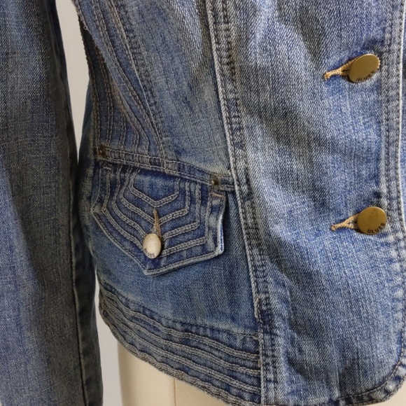Baccini military style blue denim jacket-sz PM